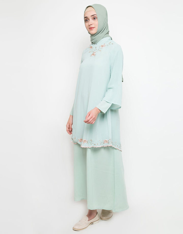 Annisa Gamis Lengan Panjang Bordir Pastel