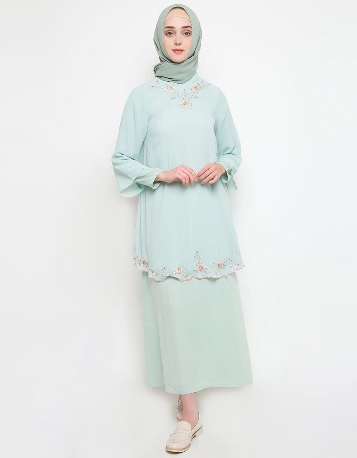 Annisa Gamis Lengan Panjang Bordir Pastel