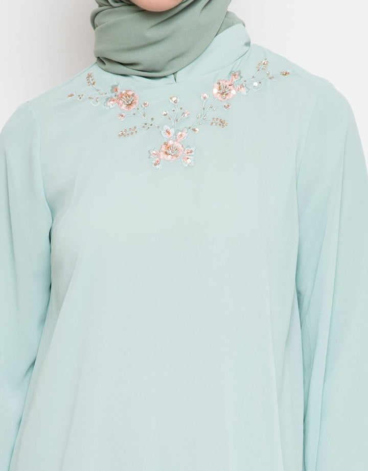 Annisa Gamis Lengan Panjang Bordir Pastel