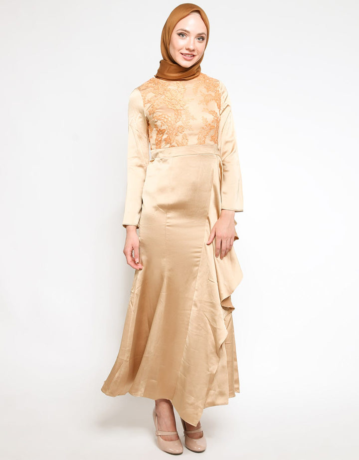 Cardinal Femme Gamis Aksen Aplikasi Floral