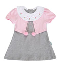 Banana Dress for Baby Girls Gray Pink Pom - Pom