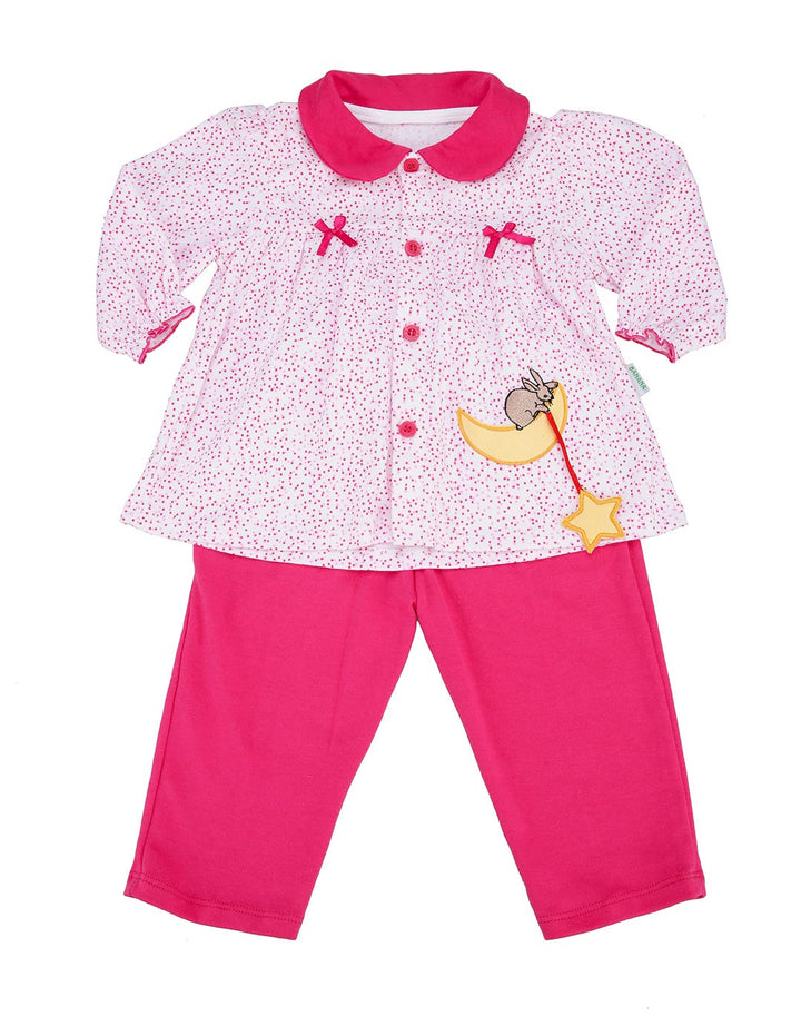 BANANA Two Dots Pajama Set with Moon Bunny Detail