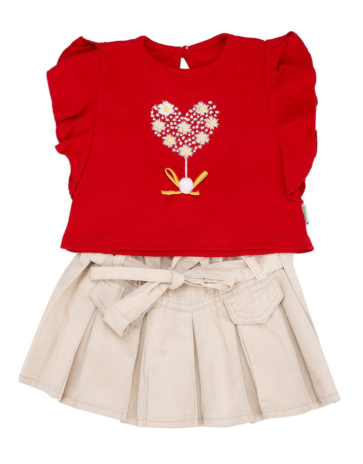 BANANA Flower Heart Embroidery Detail Outfit Set