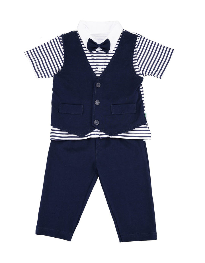 BANANA Stripes Print Outfit Set with Vest Accent