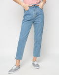 MKY Clothing Elastic Waist Boyfriend Jeans