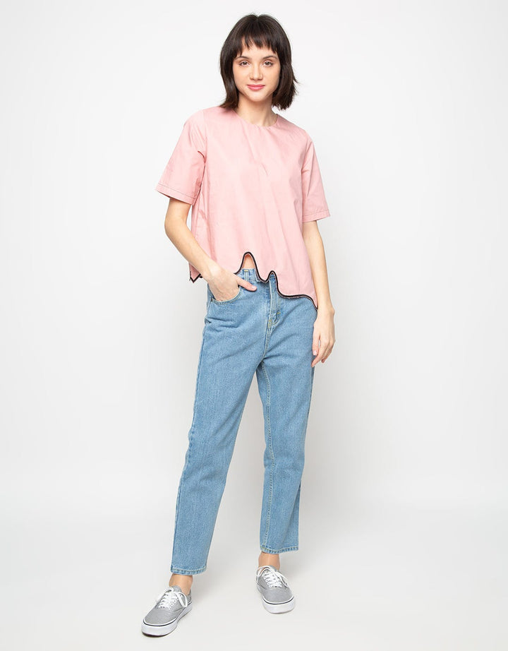 MKY Clothing Elastic Waist Boyfriend Jeans