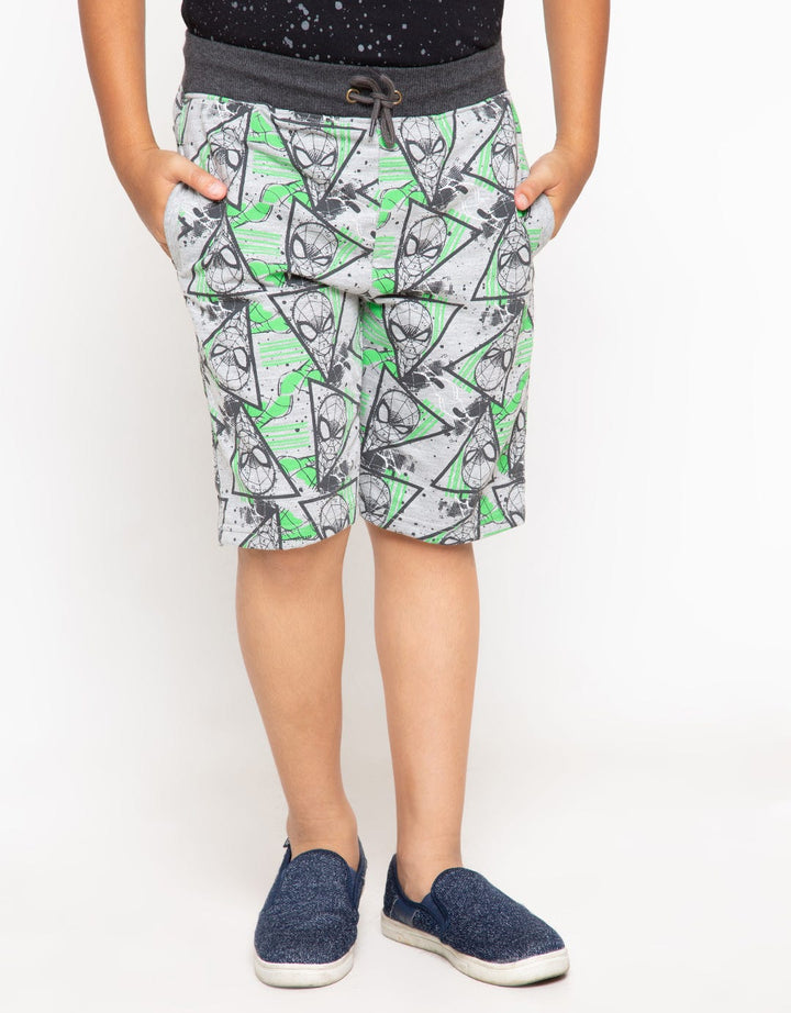Marvel Knit Spiderman Print Face Neon Boys Shorts