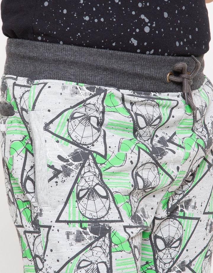 Marvel Knit Spiderman Print Face Neon Boys Shorts