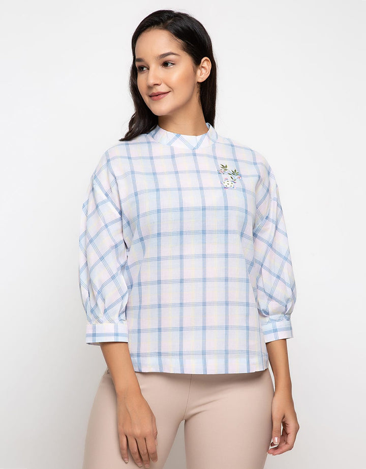 Minimal Candy Check Blouse