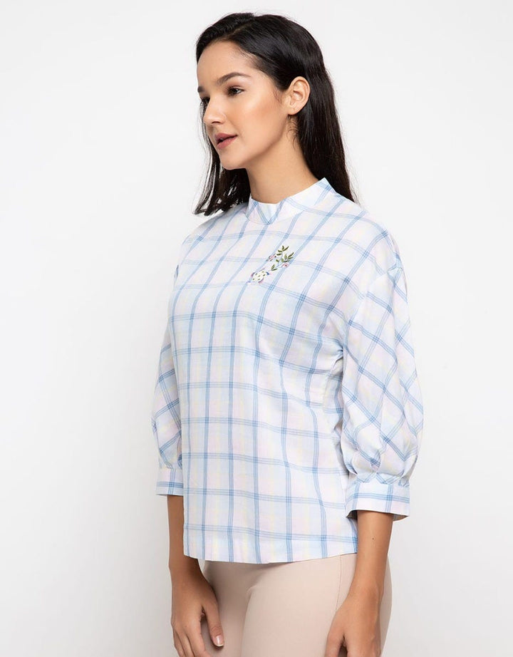 Minimal Candy Check Blouse