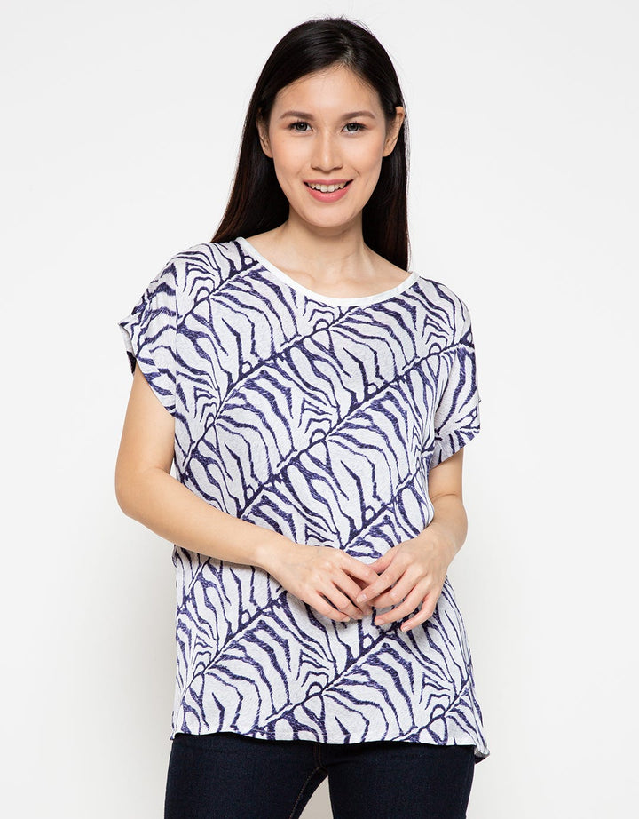 Cardinal Femme Blus Lengan Pendek Print Abstrak