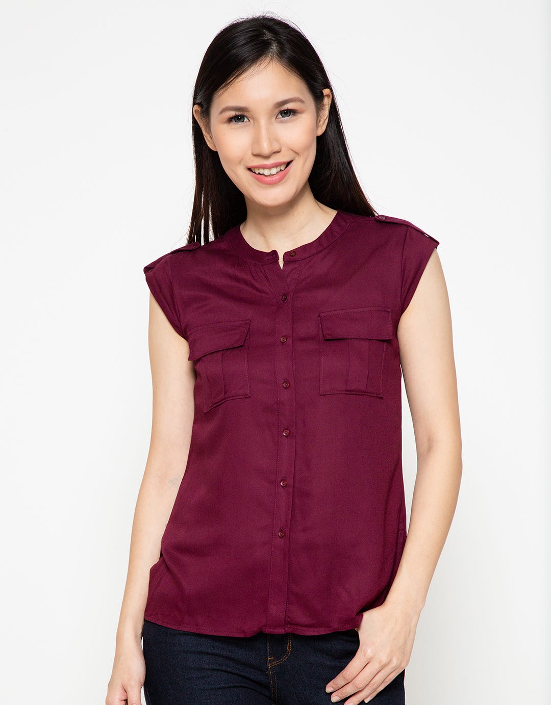 Cardinal Femme Sleeveless Blouse Detailed Chest Pocket