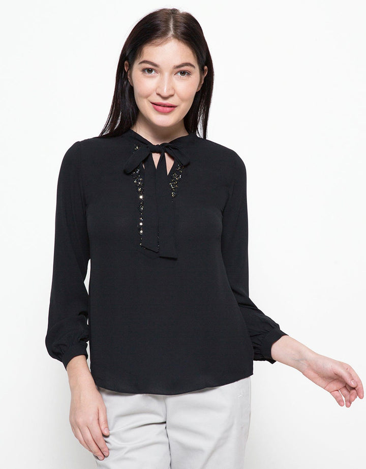 Cardinal Femme Rinna Neck Ribbon Blouse for Women