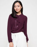 Cardinal Femme Rinna Neck Ribbon Blouse Wanita