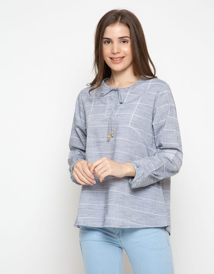 COR BLU TOP WVN IKAT