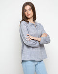 COR BLU TOP WVN IKAT
