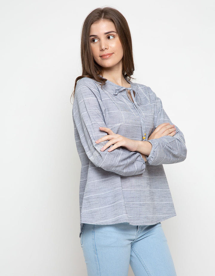 COR BLU TOP WVN IKAT