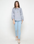COR BLU TOP WVN IKAT