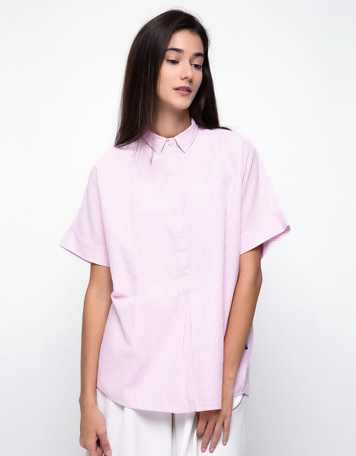 Lois Girl Blus Lengan Pendek Print Stripes