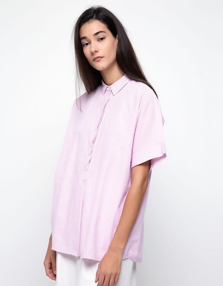 Lois Girl Blus Lengan Pendek Print Stripes