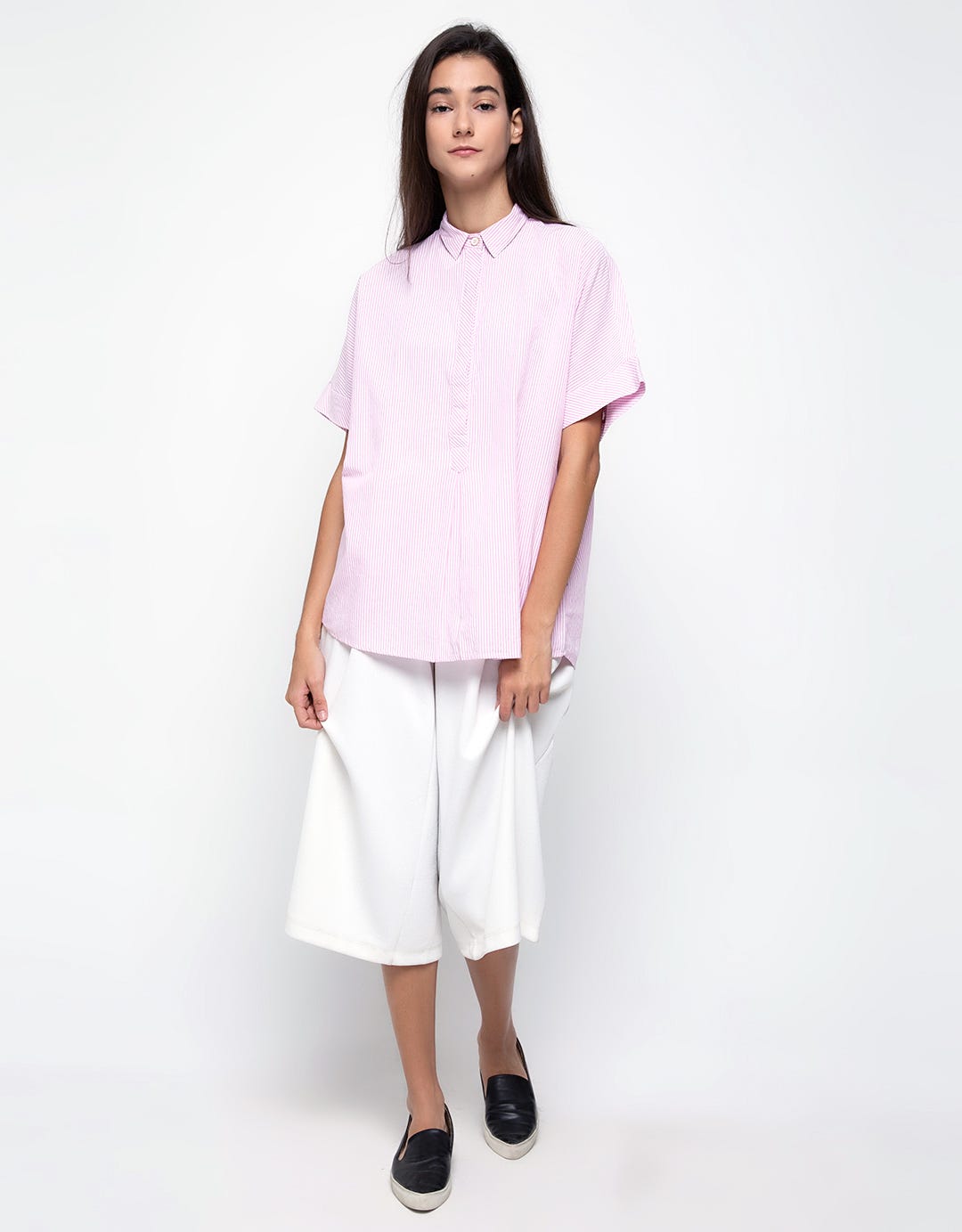 Lois Girl Blus Lengan Pendek Print Stripes