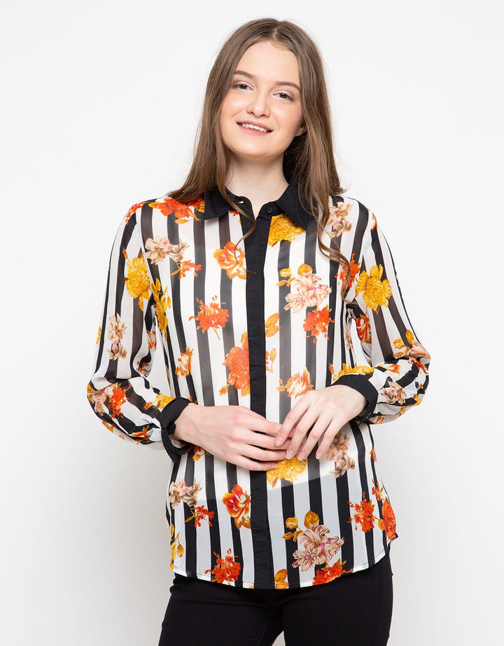 Bodytalk Kemeja Lengan Panjang Print Flower Stripes