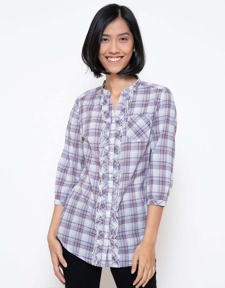 Bodytalk Kemeja Wanita Double Ruffle Gingham