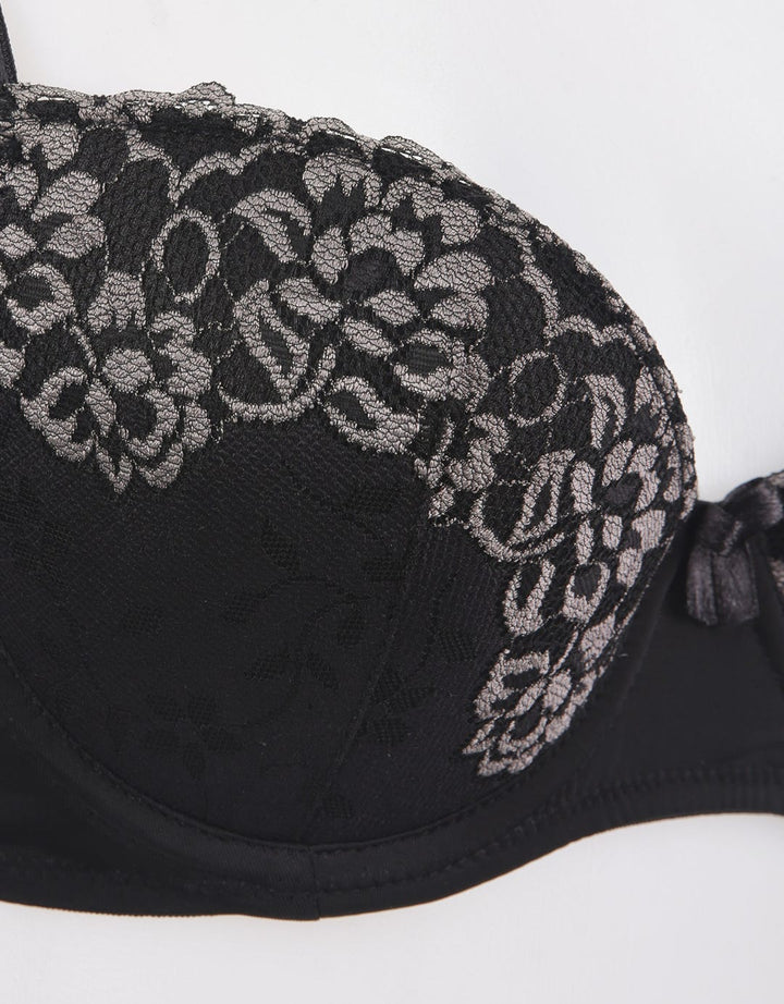 W LACE GREY BRA34 BL