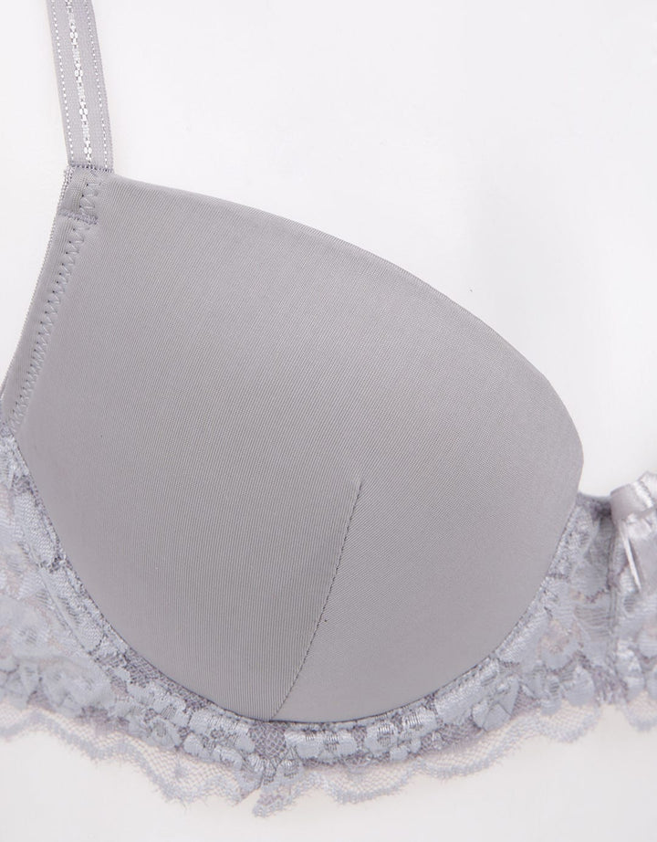 W LACE PGREY BRA34 P