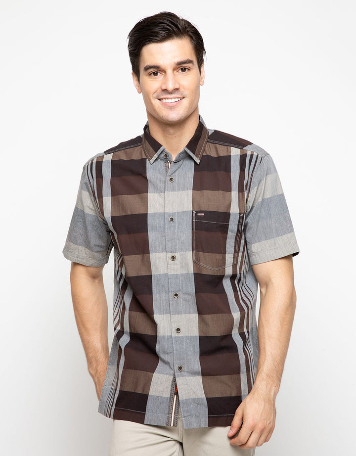 Cardinal Casual Men Shirt Short Sleeve Gingham