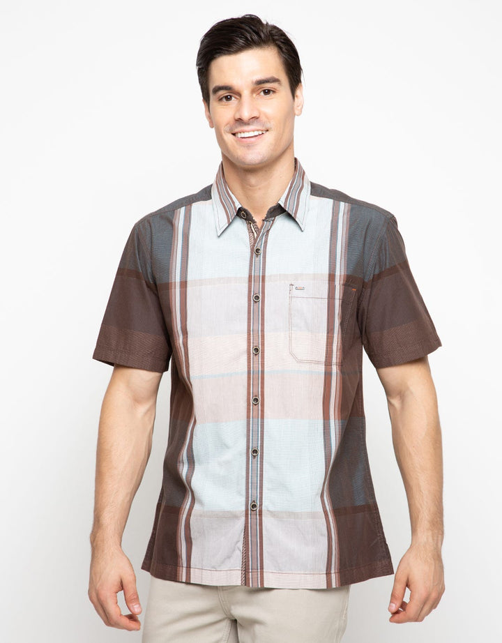 Cardinal Casual Men Shirt Short Sleeve Plaid Comb