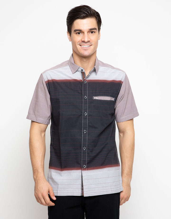 Cardinal Casual Men Shirt Short Sleeve Stripes Comb