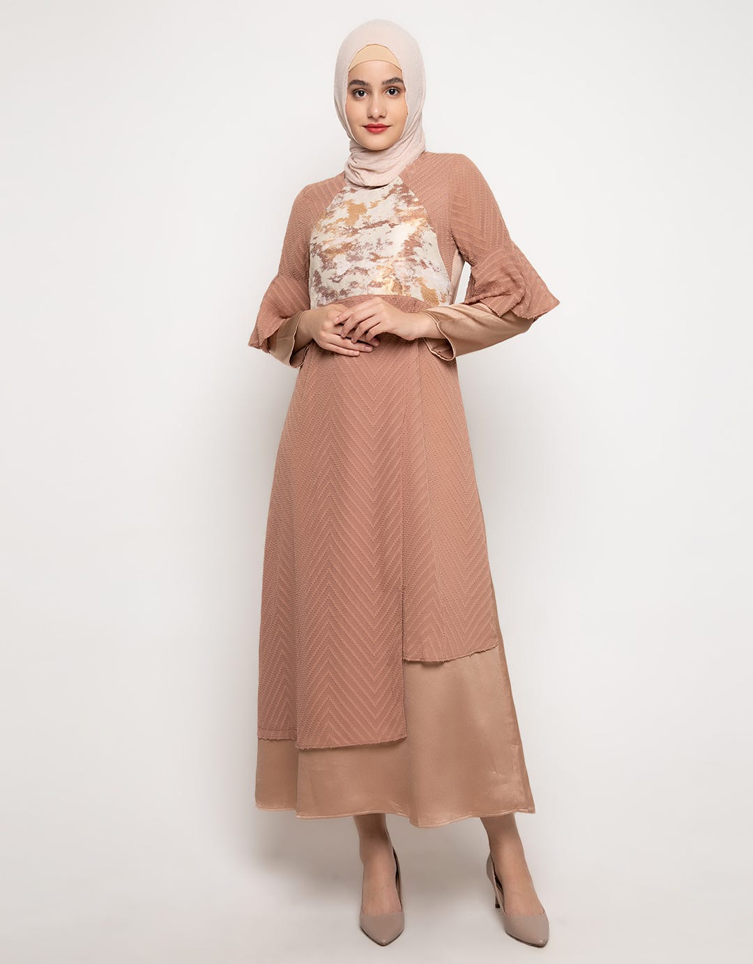 Cardinal Femme Gamis Aksen Tekstur