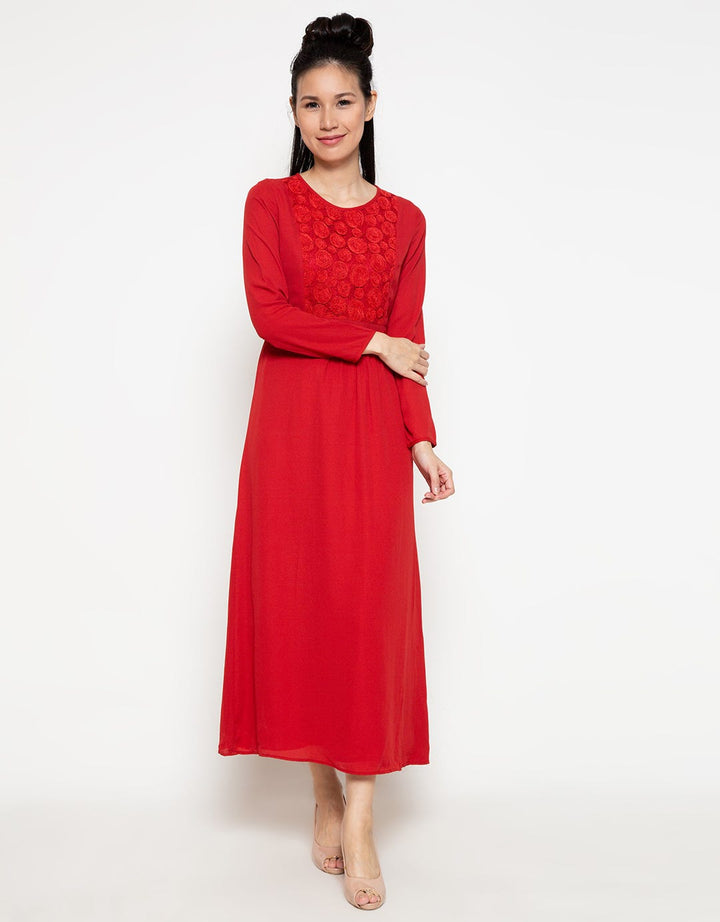 Cardinal Femme Gamis Detail Bordir Swirl String