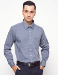 Cardinal Formal Kemeja Lengan Panjang Aksen Tekstur Cut Stripes