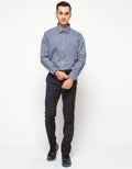 Cardinal Formal Kemeja Lengan Panjang Aksen Tekstur Cut Stripes