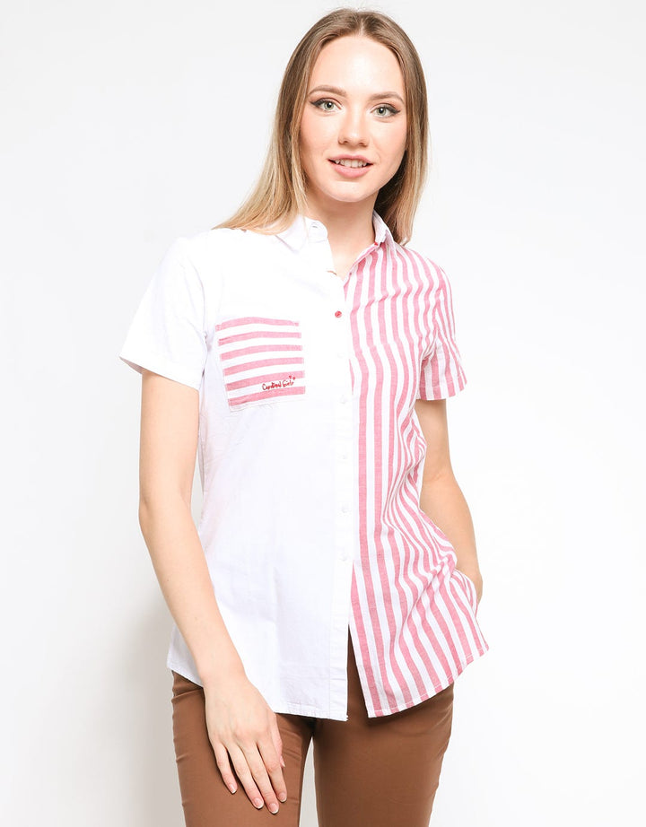 Cardinal Girl Kemeja Aksen Print Stripes