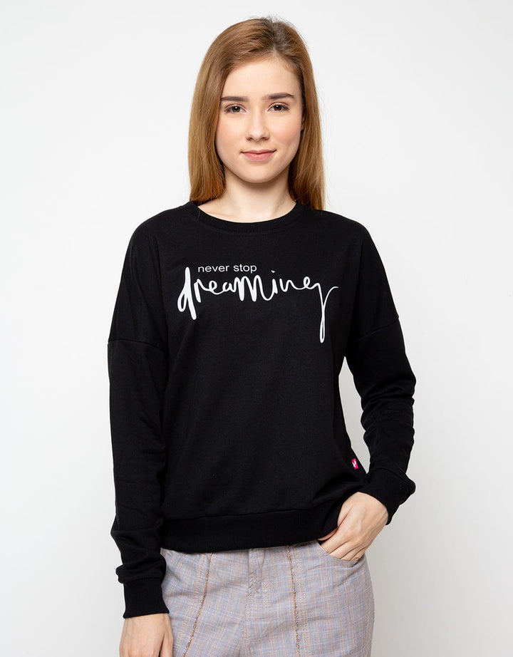 Cardinal Girl Sweater Print Never Stop Dreaming