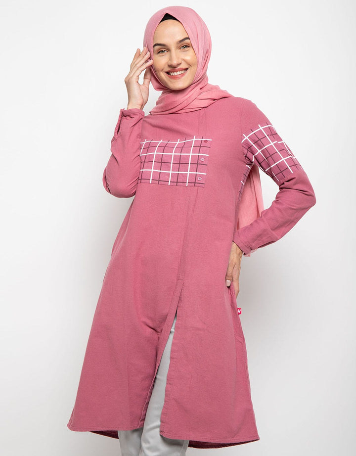 Cardinal Girl Tunik Detail Print Checkers