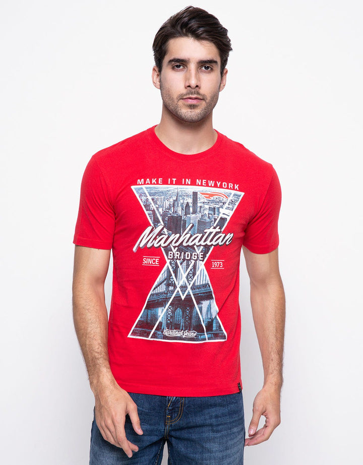 Cardinal Jeans Short Sleeve T-shirt Manhattan Bridge Print Detail