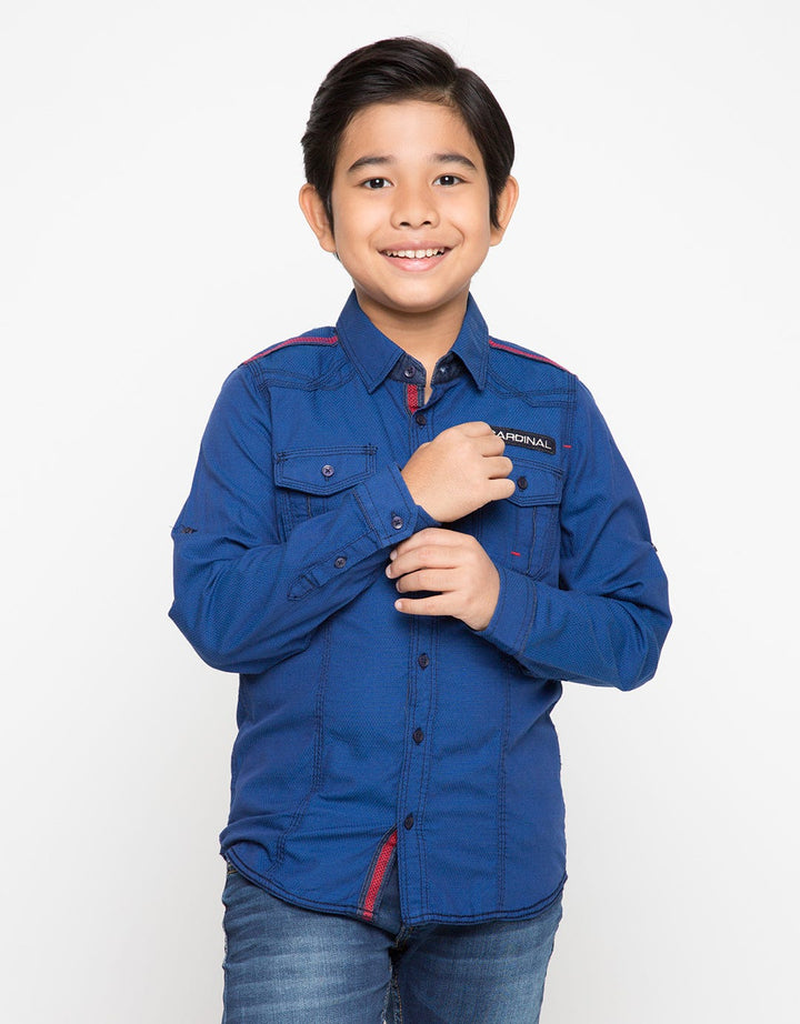 Cardinal Kids Boy Kemeja List Hitam