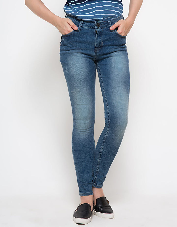 Point One Women's Regular Washed Long Denim Pants