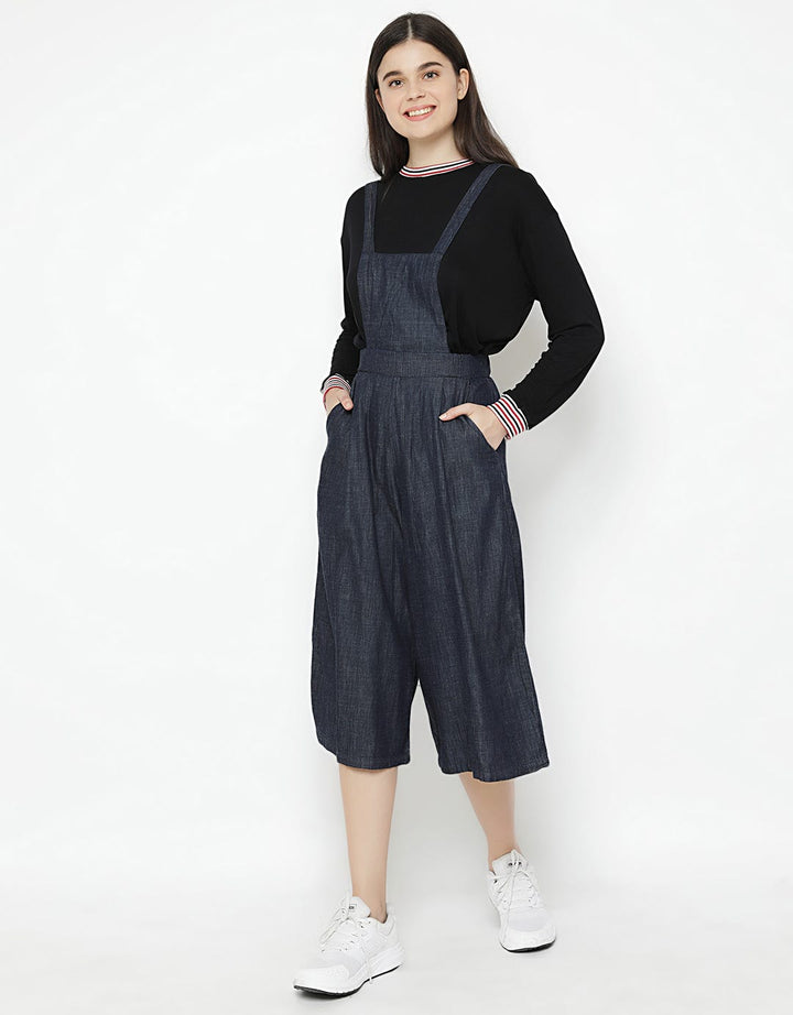 Chambray Overalls Cullote Jeans Logo