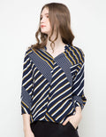 3/4 BLOUSE GEO STRIP