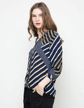 3/4 BLOUSE GEO STRIP