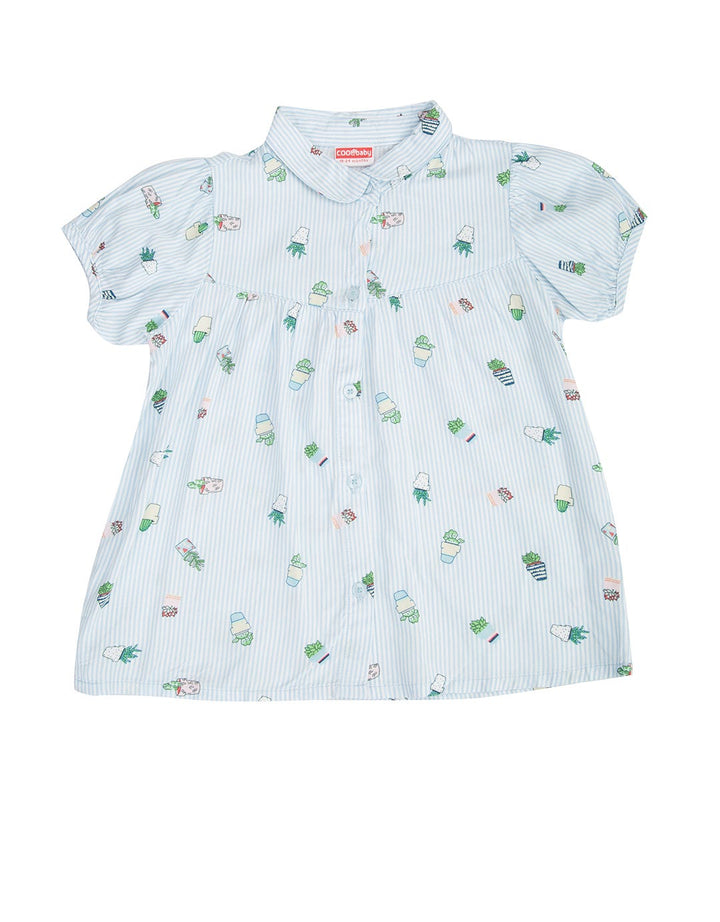 Cool Baby Blouse Putih Full Print Kaktus