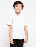 Cool Boy Kemeja SS White Full Print Daun 19104