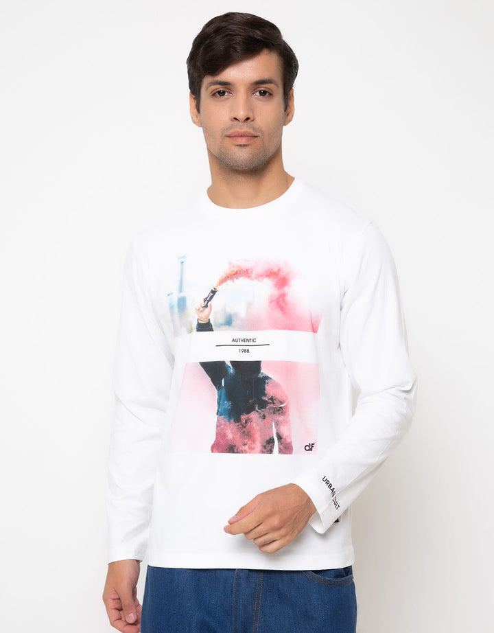 D&F T-shirt Lengan Panjang Print Smoke Signal