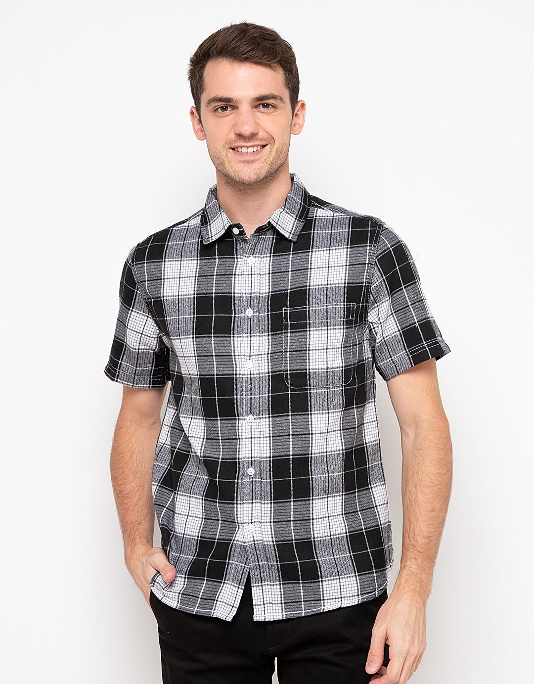 D'Britano Casual Plaid Short Sleeve Shirt