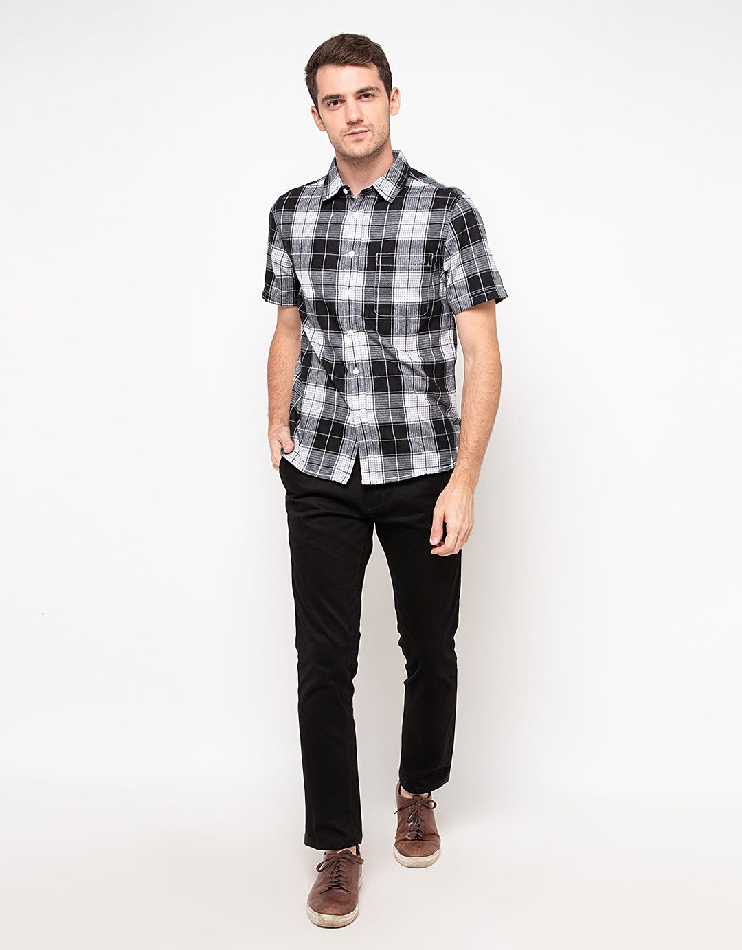 D'Britano Casual Plaid Short Sleeve Shirt